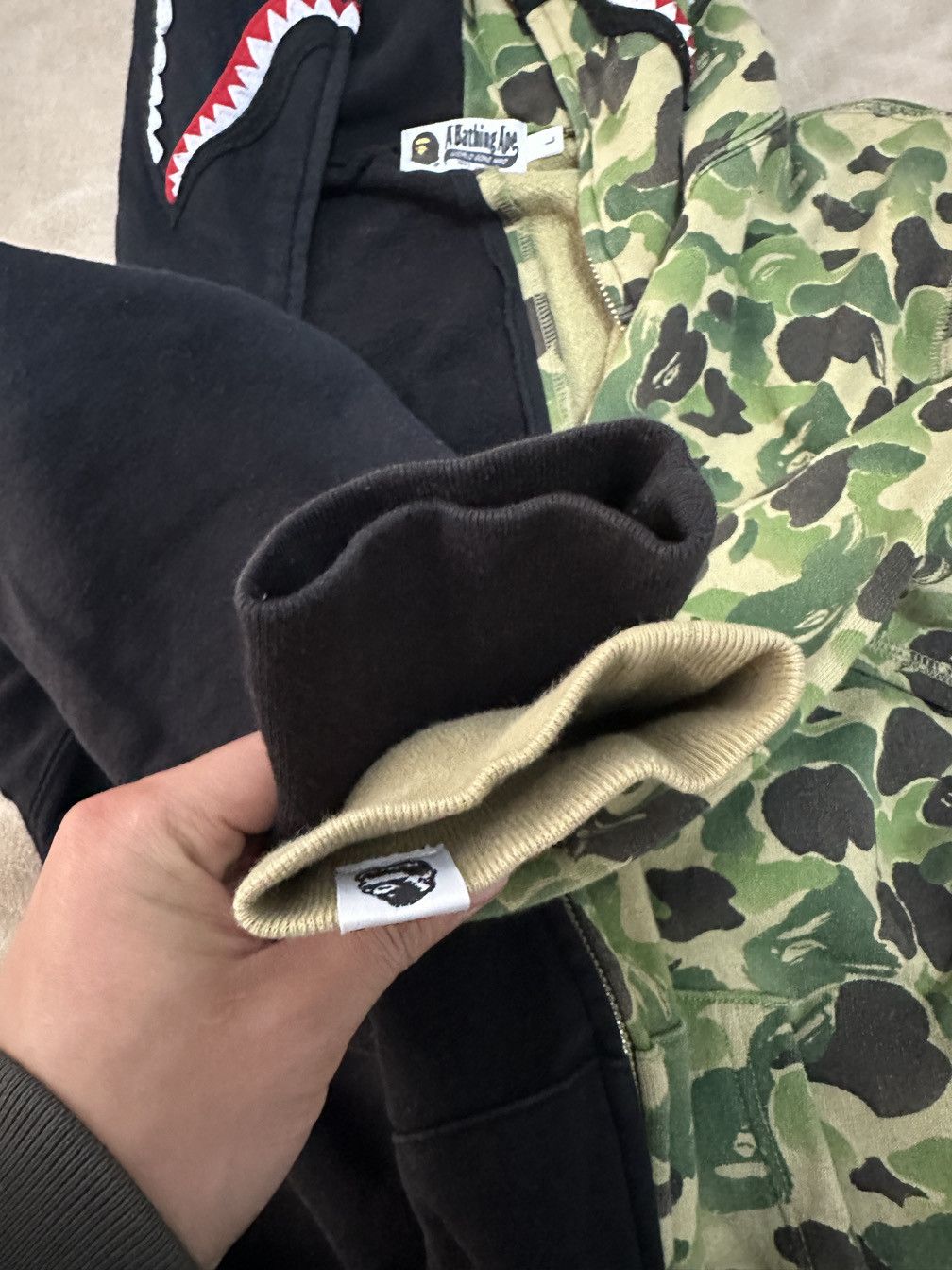Bape A BATHING APE Split Camo Shark Full Zip Hoodie Size L Size US L / EU 52-54 / 3 - 8 Thumbnail