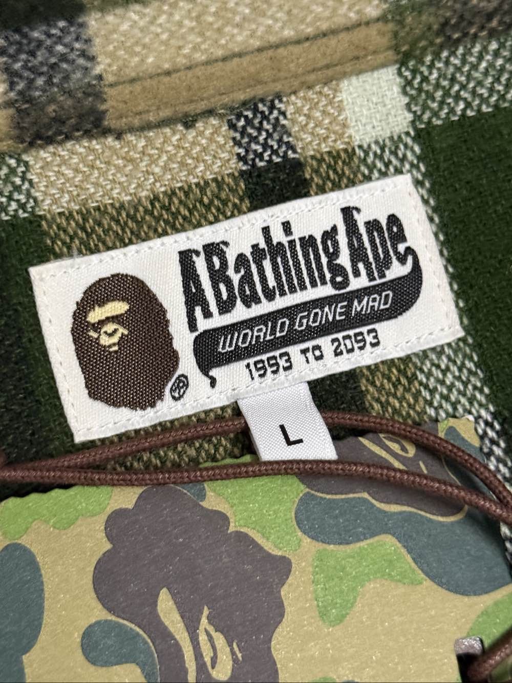 Bape A Bathing Ape Green Plaid Button Up Shirt Size L Size US L / EU 52-54 / 3 - 3 Thumbnail