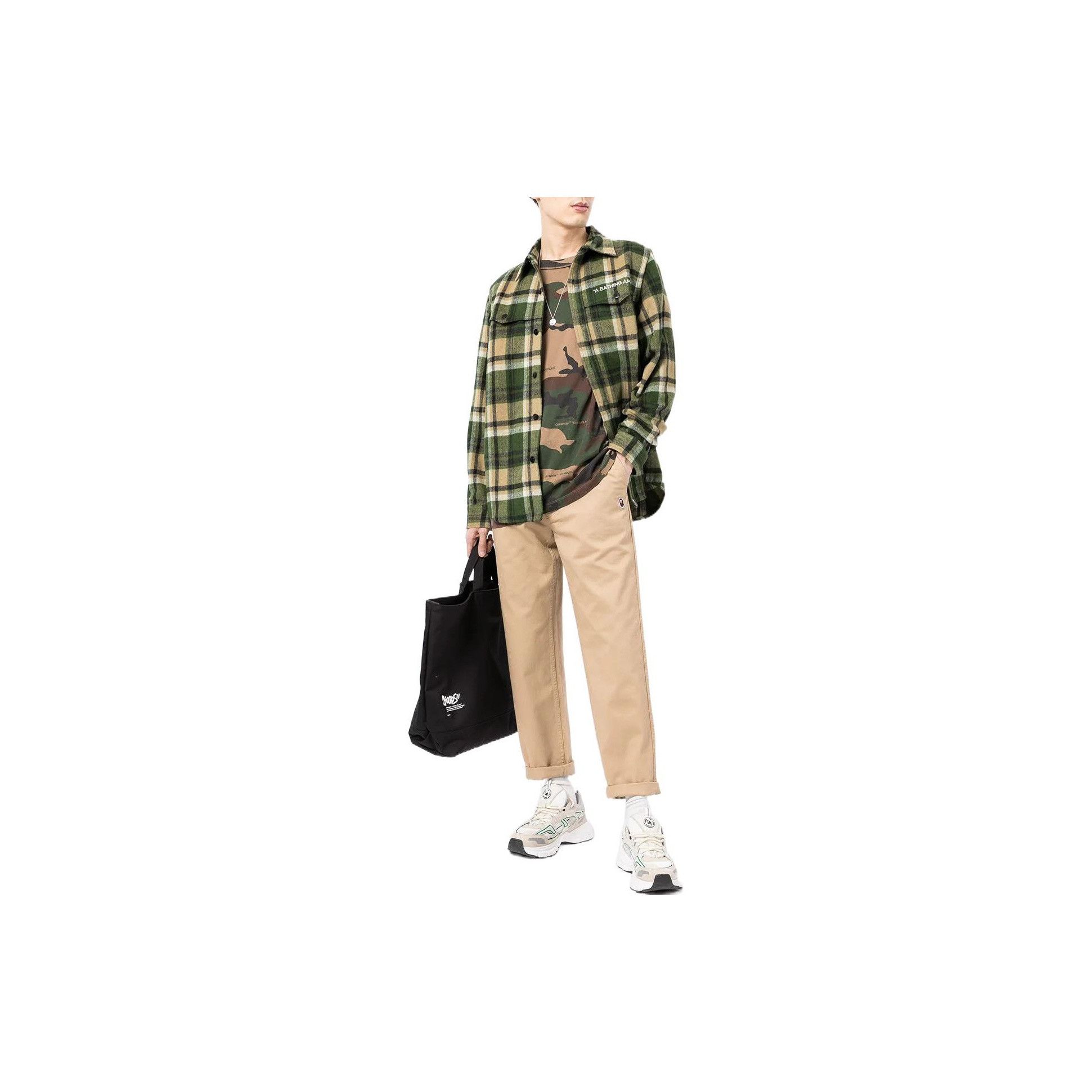 Bape A Bathing Ape Green Plaid Button Up Shirt Size L Size US L / EU 52-54 / 3 - 12 Thumbnail