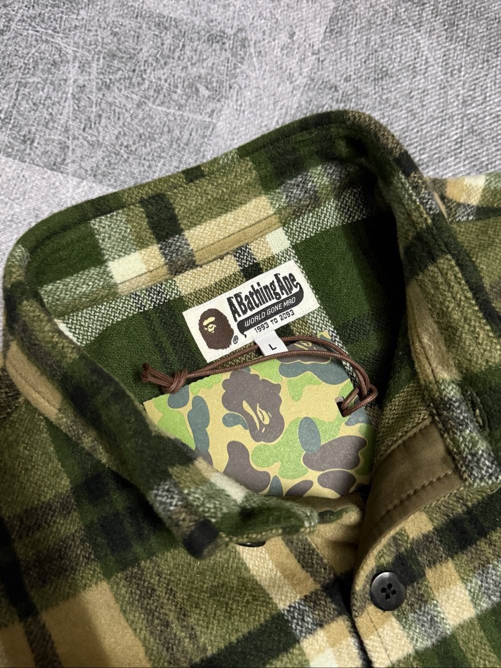Bape A Bathing Ape Green Plaid Button Up Shirt Size L Size US L / EU 52-54 / 3 - 5 Thumbnail