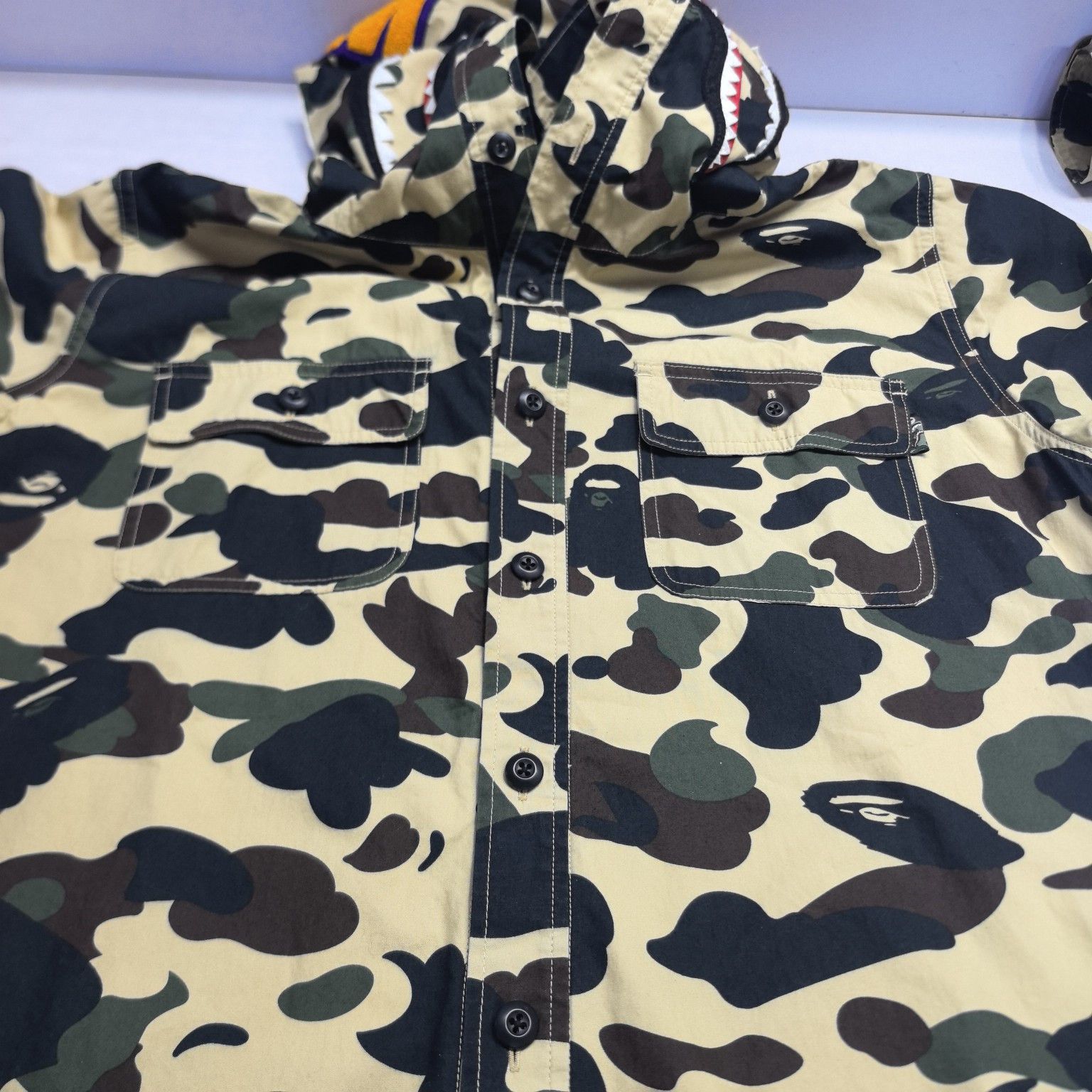 Bape A Bathing Ape Camo Shark Button Up Shirt XL Size US XL / EU 56 / 4 - 8 Thumbnail