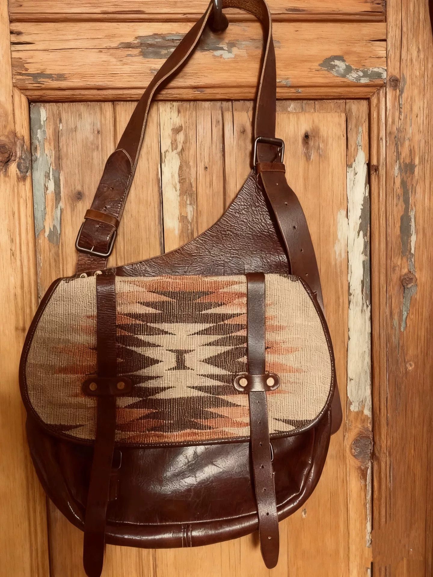 RRL Ralph Lauren RRL Navajo Style Leather Messenger Bag Size ONE SIZE - 2 Thumbnail