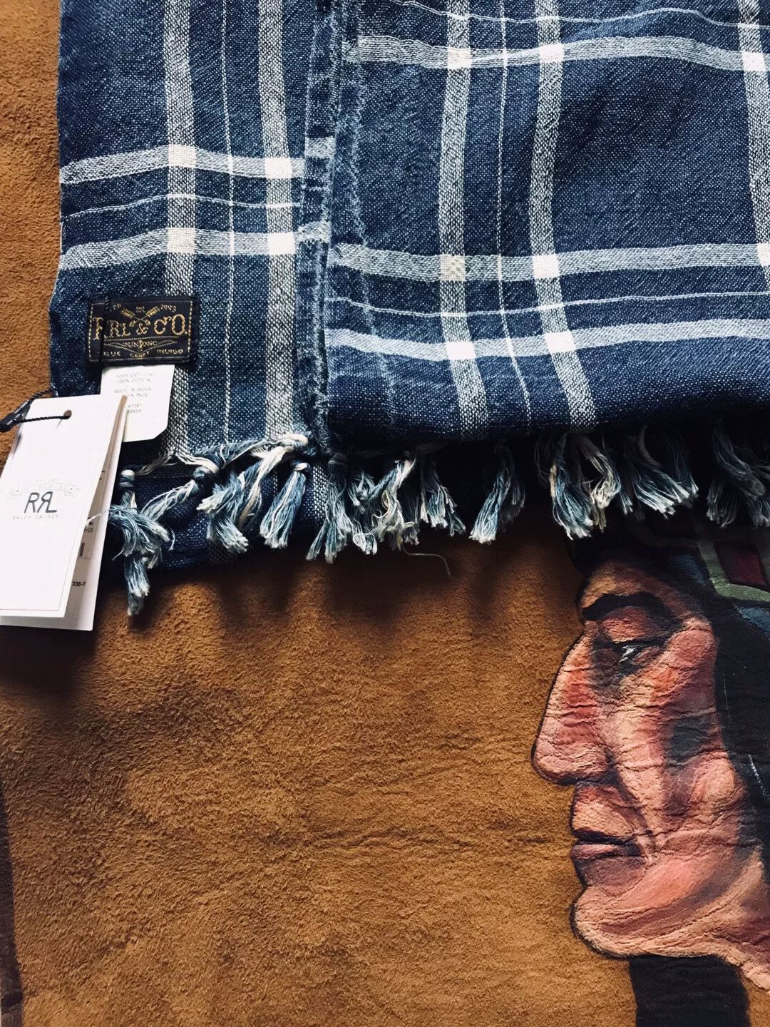 RRL Ralph Lauren RRL Blue Check Cotton Scarf Size ONE SIZE - 5 Thumbnail