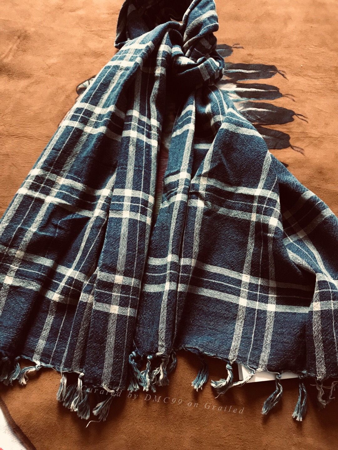RRL Ralph Lauren RRL Blue Check Cotton Scarf Size ONE SIZE - 3 Thumbnail