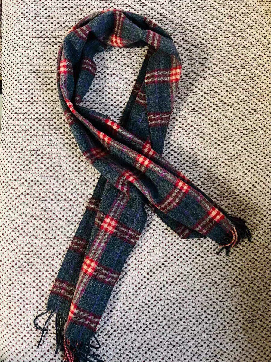 Other Navy Red Check Wool Scottish Scarf Size ONE SIZE - 5 Thumbnail