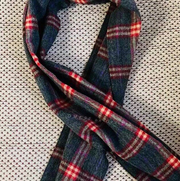 Other Navy Red Check Wool Scottish Scarf Size ONE SIZE - 4 Thumbnail