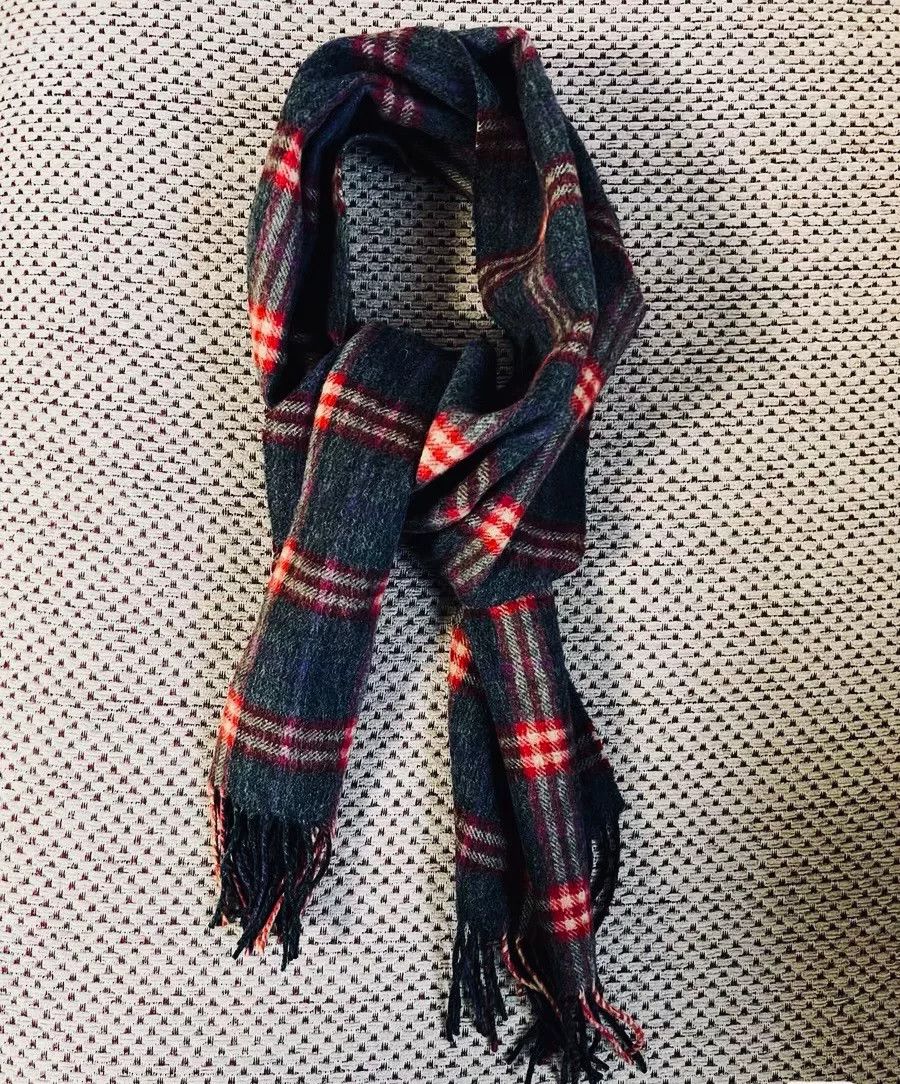 Other Navy Red Check Wool Scottish Scarf Size ONE SIZE - 2 Thumbnail