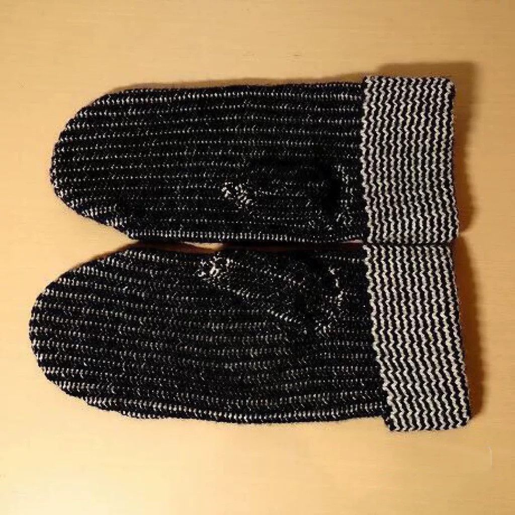 RRL Ralph Lauren RRL Black White Striped Knit Gloves Size ONE SIZE - 2 Thumbnail