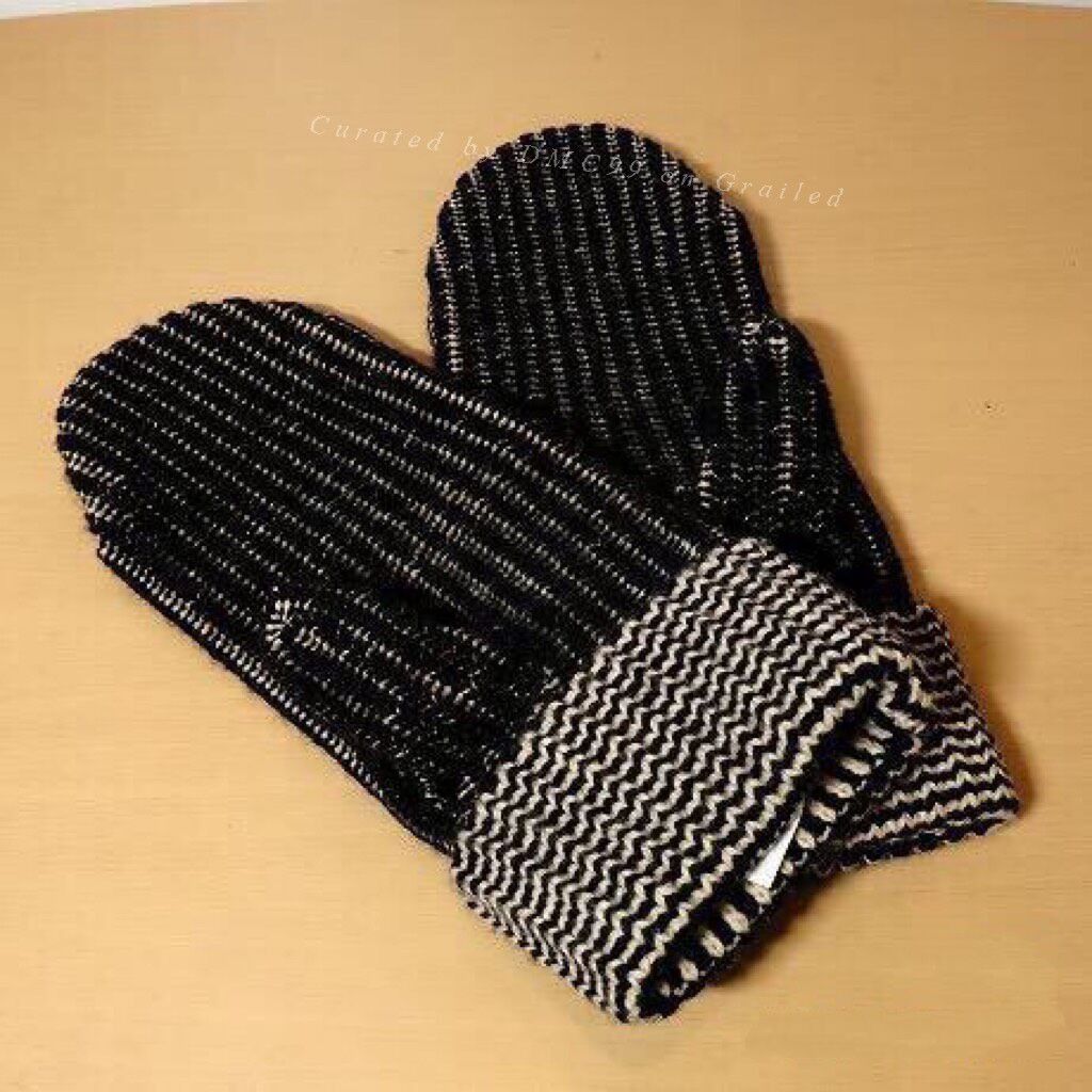 RRL Ralph Lauren RRL Black White Striped Knit Gloves Size ONE SIZE - 4 Thumbnail