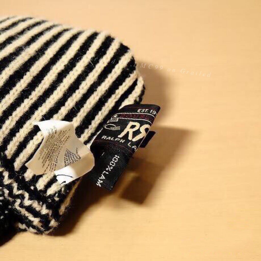 RRL Ralph Lauren RRL Black White Striped Knit Gloves Size ONE SIZE - 5 Thumbnail