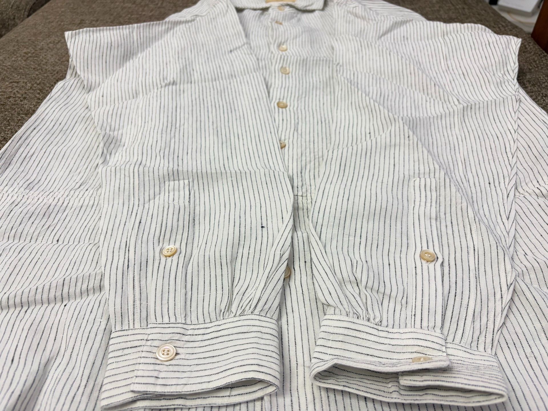 KIJIMA TAKAYUKI Suzuki Takayuki Linen Stripe Long Shirt Size US XS / EU 42 / 0 - 4 Thumbnail