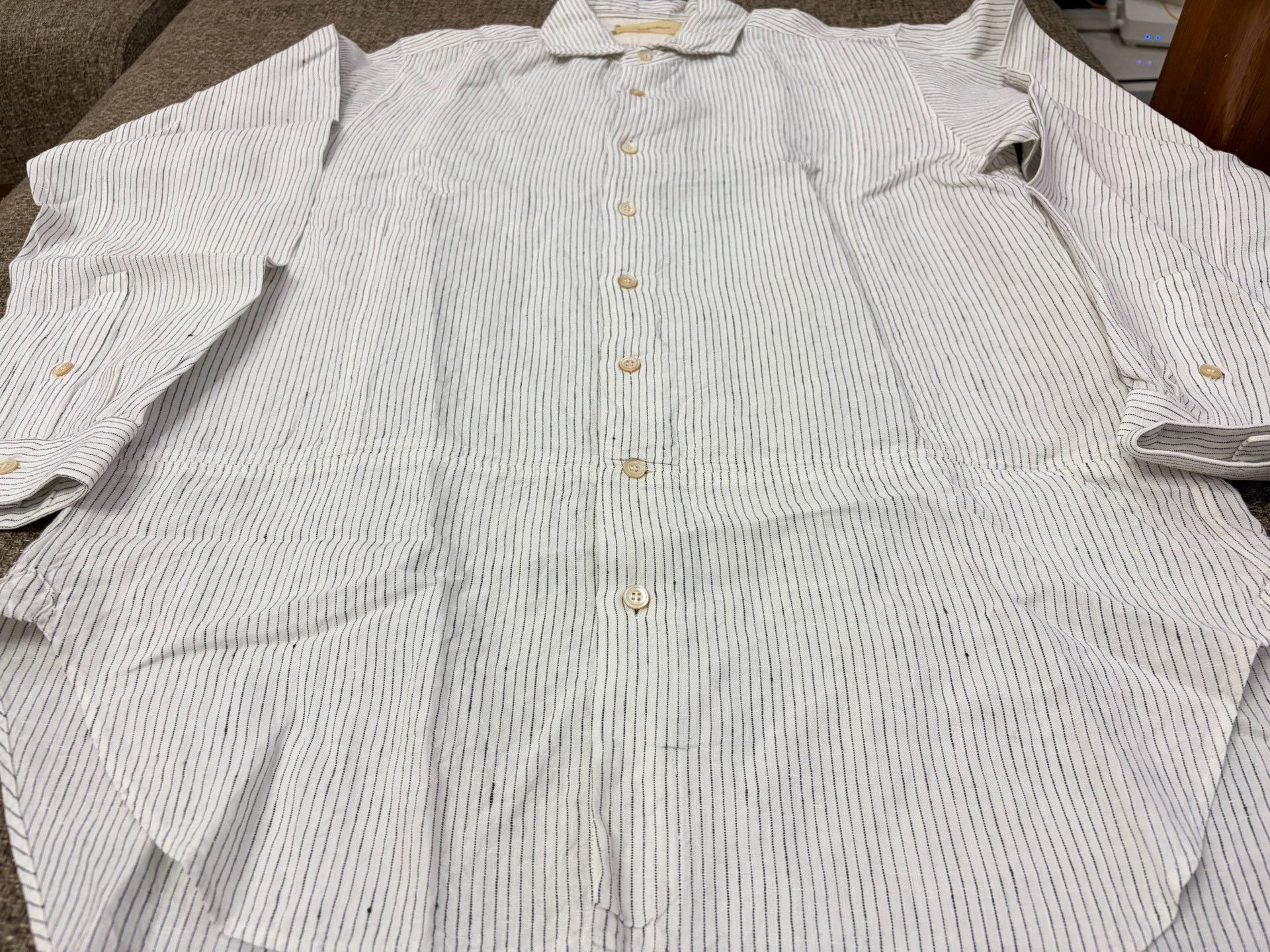 KIJIMA TAKAYUKI Suzuki Takayuki Linen Stripe Long Shirt Size US XS / EU 42 / 0 - 3 Thumbnail
