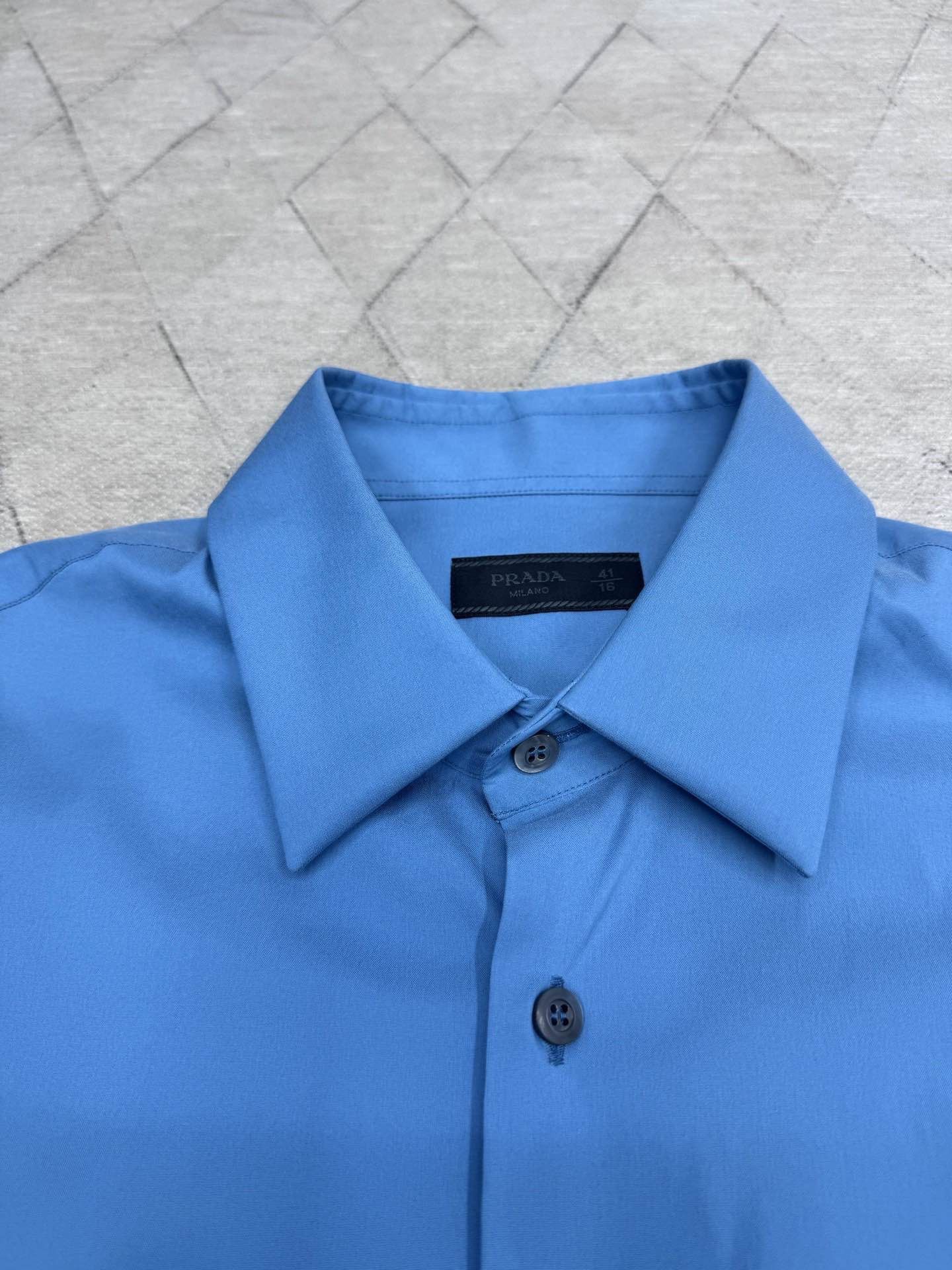 Prada Classic Long Sleeve Blue Button Up Size US L / EU 52-54 / 3 - 3 Thumbnail