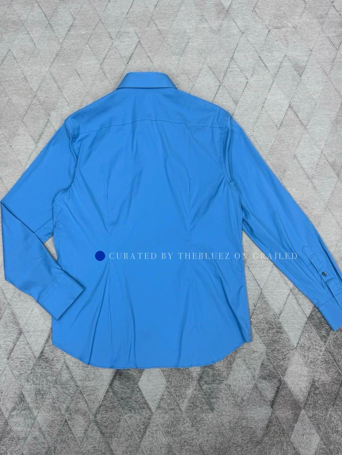 Prada Classic Long Sleeve Blue Button Up Size US L / EU 52-54 / 3 - 2 Thumbnail