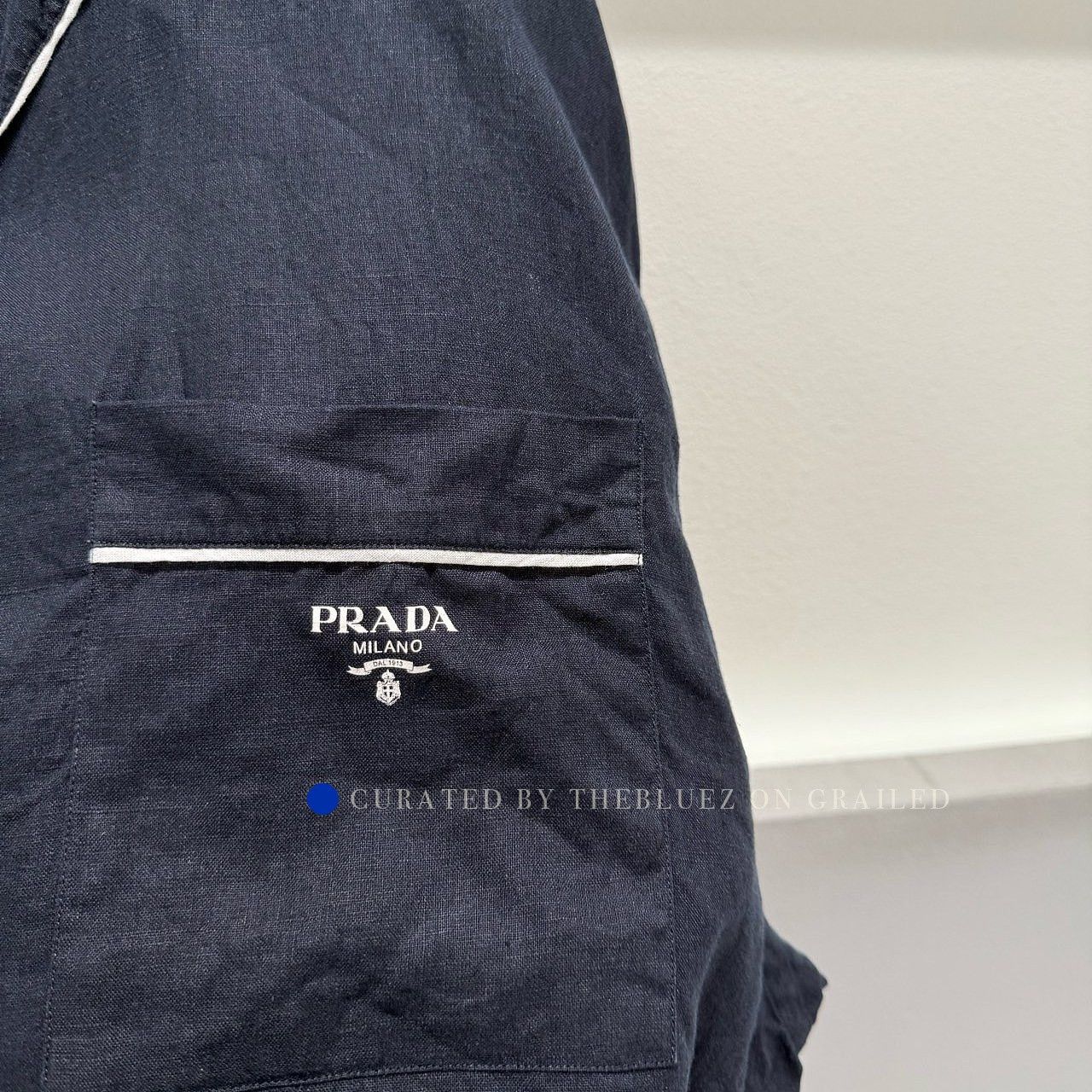 Prada Linen Button-Up Shirt in Deep Blue Size US L / EU 52-54 / 3 - 7 Thumbnail