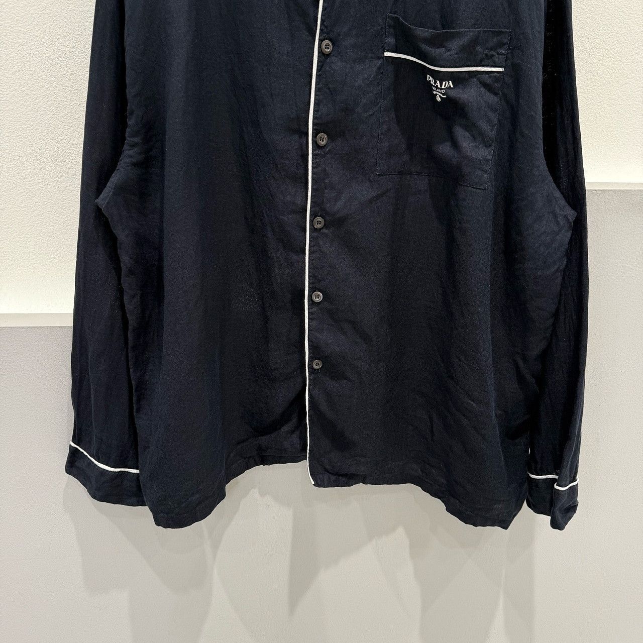 Prada Linen Button-Up Shirt in Deep Blue Size US L / EU 52-54 / 3 - 6 Thumbnail