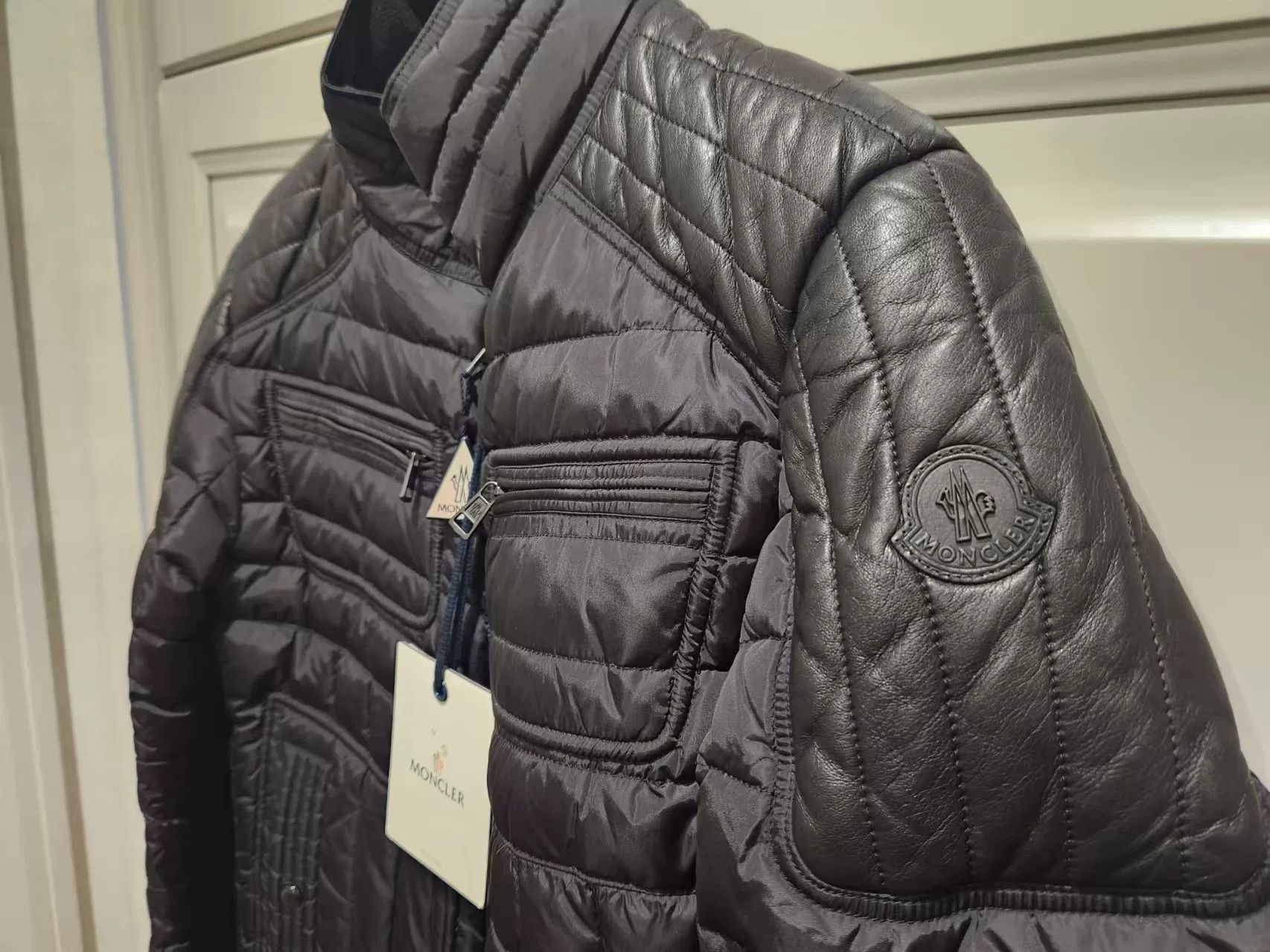 Moncler Moncler Leather Down Motorcycle Jacket Size US L / EU 52-54 / 3 - 2 Thumbnail