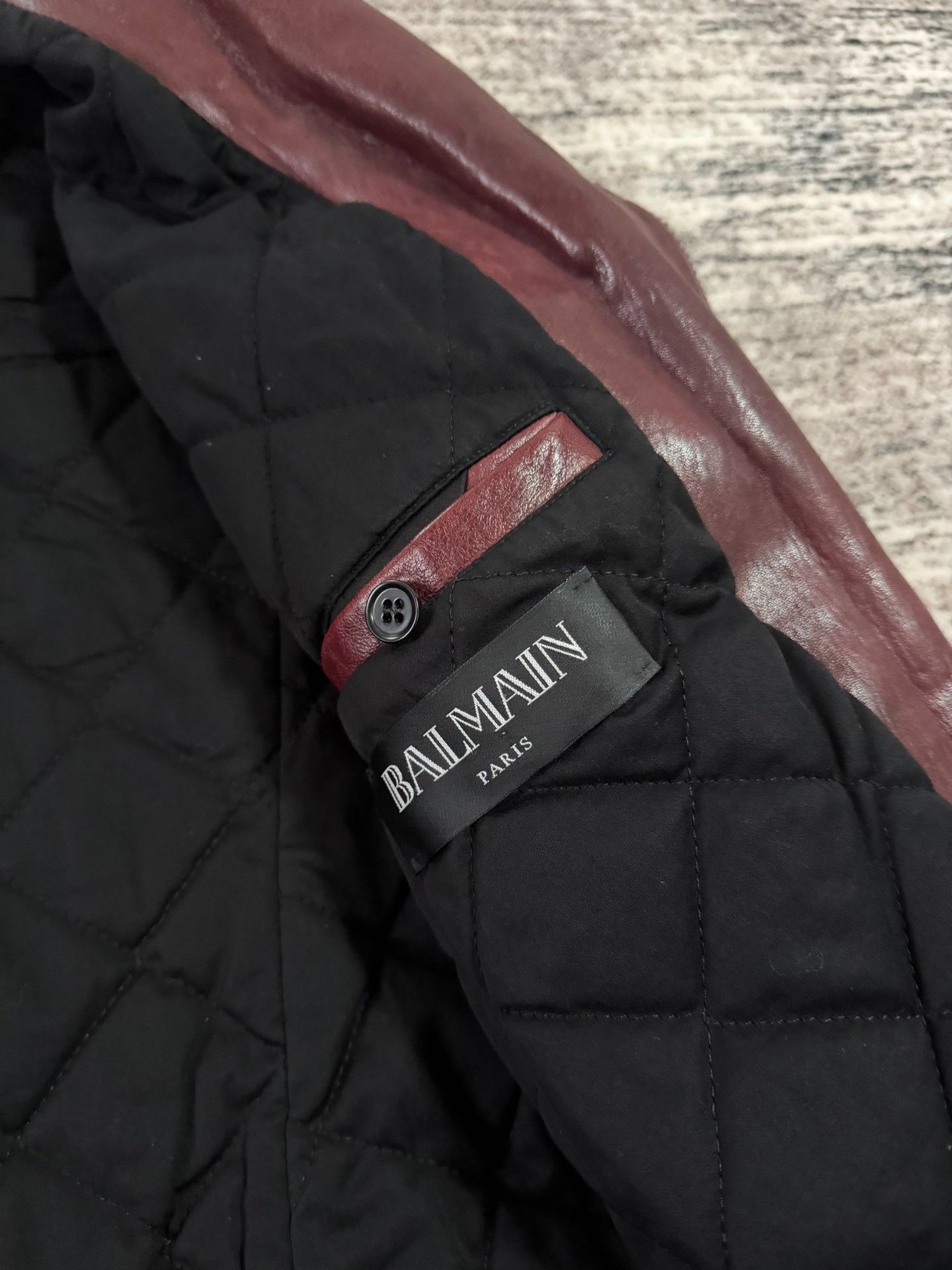 Balmain Balmain Distressed Dark Red Biker Jacket Size US M / EU 48-50 / 2 - 4 Thumbnail