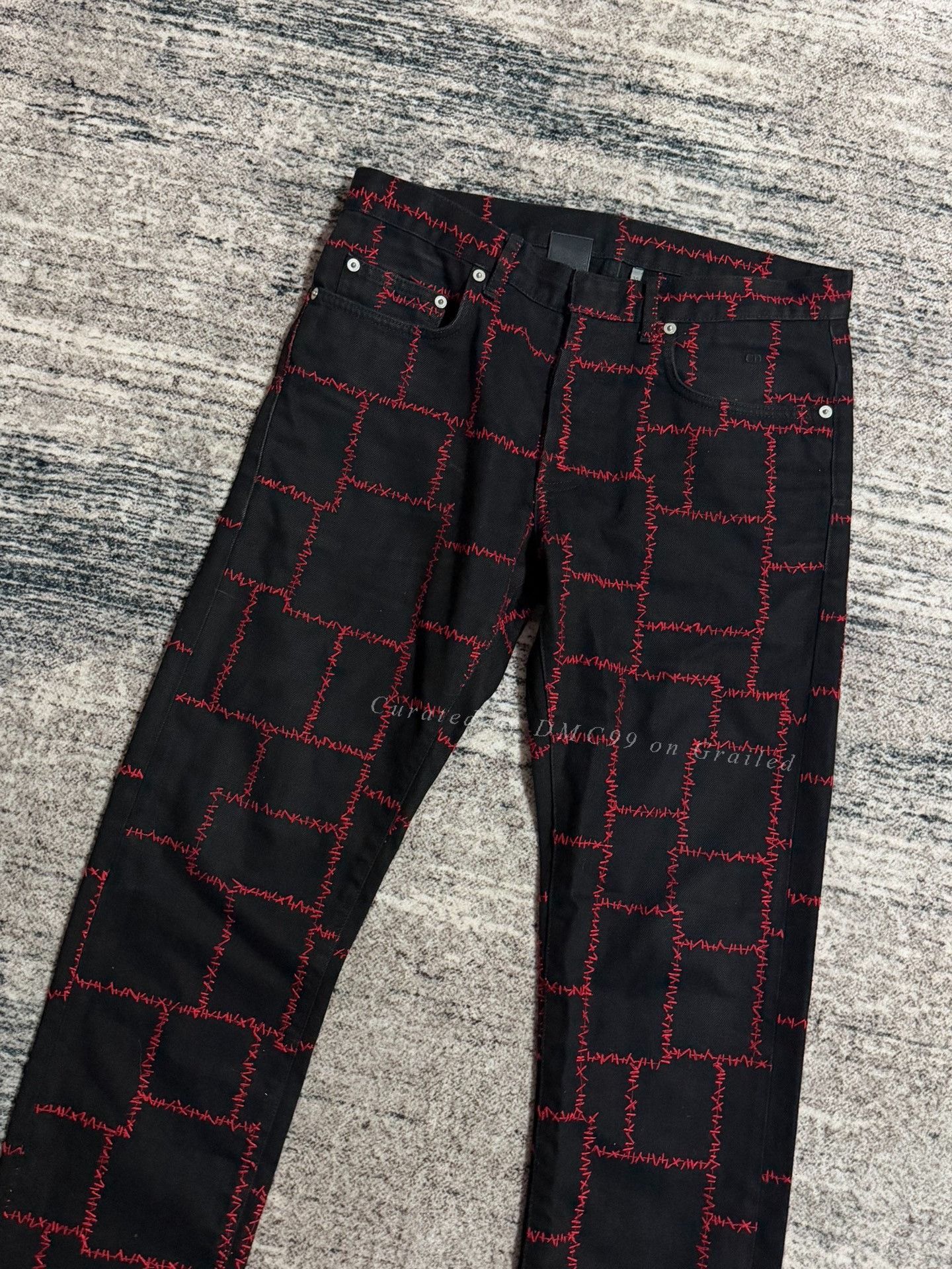 Kris Van Assche Dior Homme 17SS Scab Red Stitch Denim Size US 30 / EU 46 - 2 Thumbnail