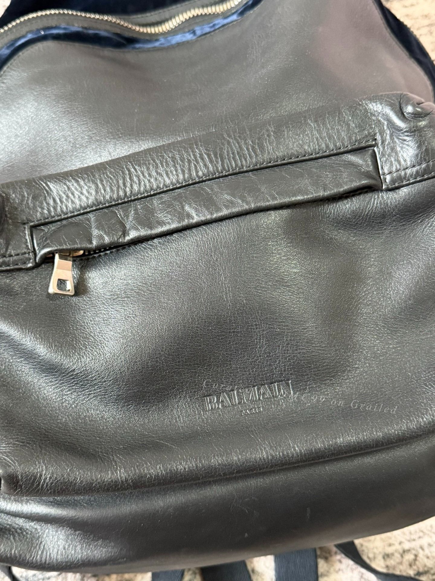 Balmain Balmain Multi-Zipper Velvet Leather Backpack Size ONE SIZE - 2 Thumbnail