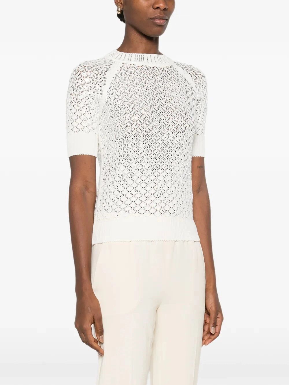 Ermanno Scervino Short Sleeve Sweater Size L / US 10 / IT 46 - 4 Thumbnail