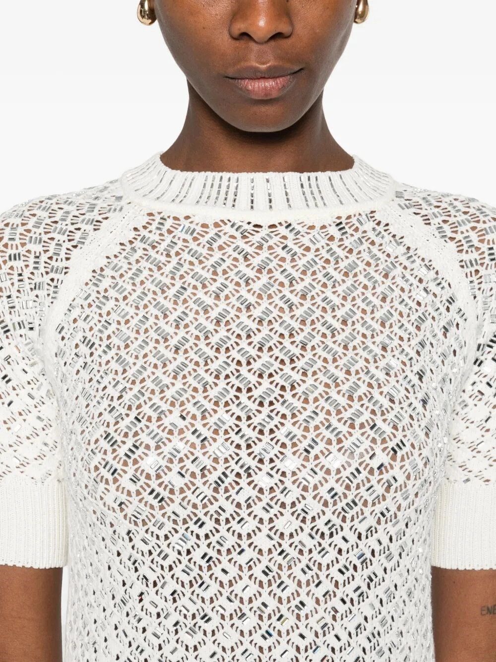 Ermanno Scervino Short Sleeve Sweater Size M / US 6-8 / IT 42-44 - 3 Thumbnail
