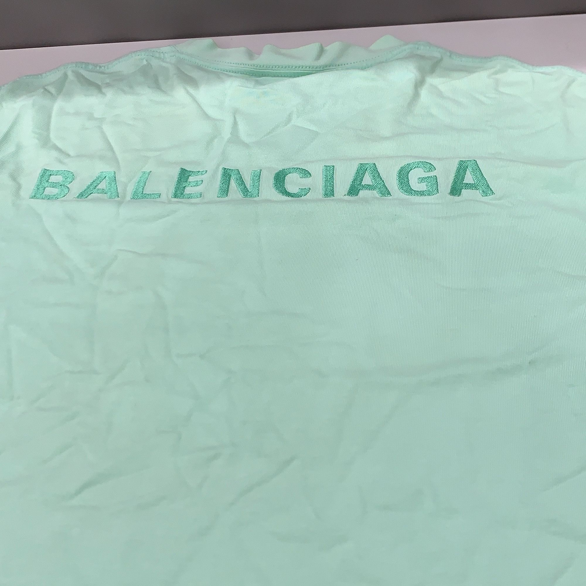 Balenciaga Balenciaga Mint Green Embroidered Logo T-Shirt Size L Size US L / EU 52-54 / 3 - 12 Thumbnail