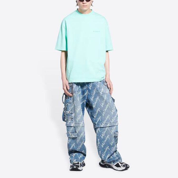Balenciaga Balenciaga Mint Green Embroidered Logo T-Shirt Size L Size US L / EU 52-54 / 3 - 13 Thumbnail