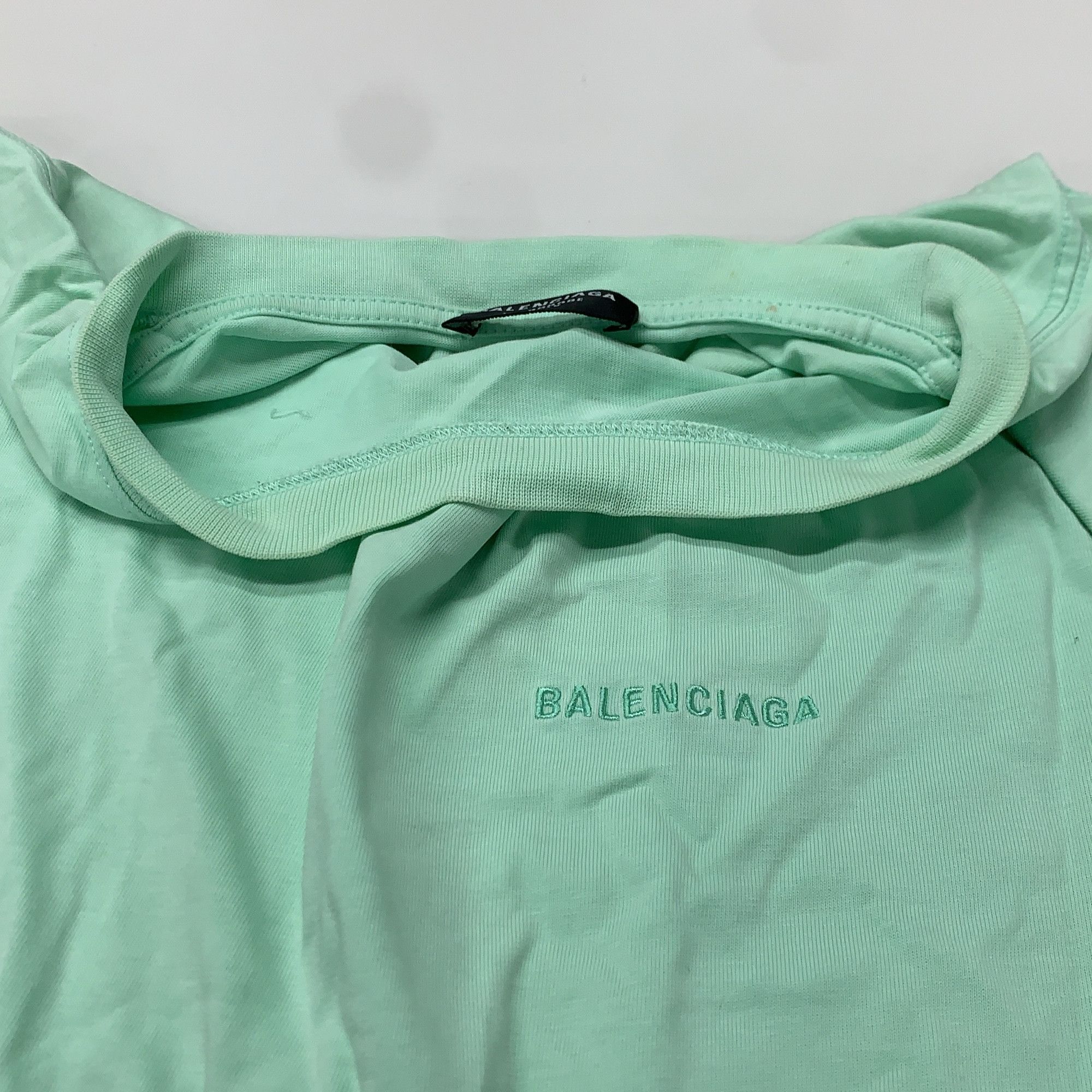 Balenciaga Balenciaga Mint Green Embroidered Logo T-Shirt Size L Size US L / EU 52-54 / 3 - 6 Thumbnail