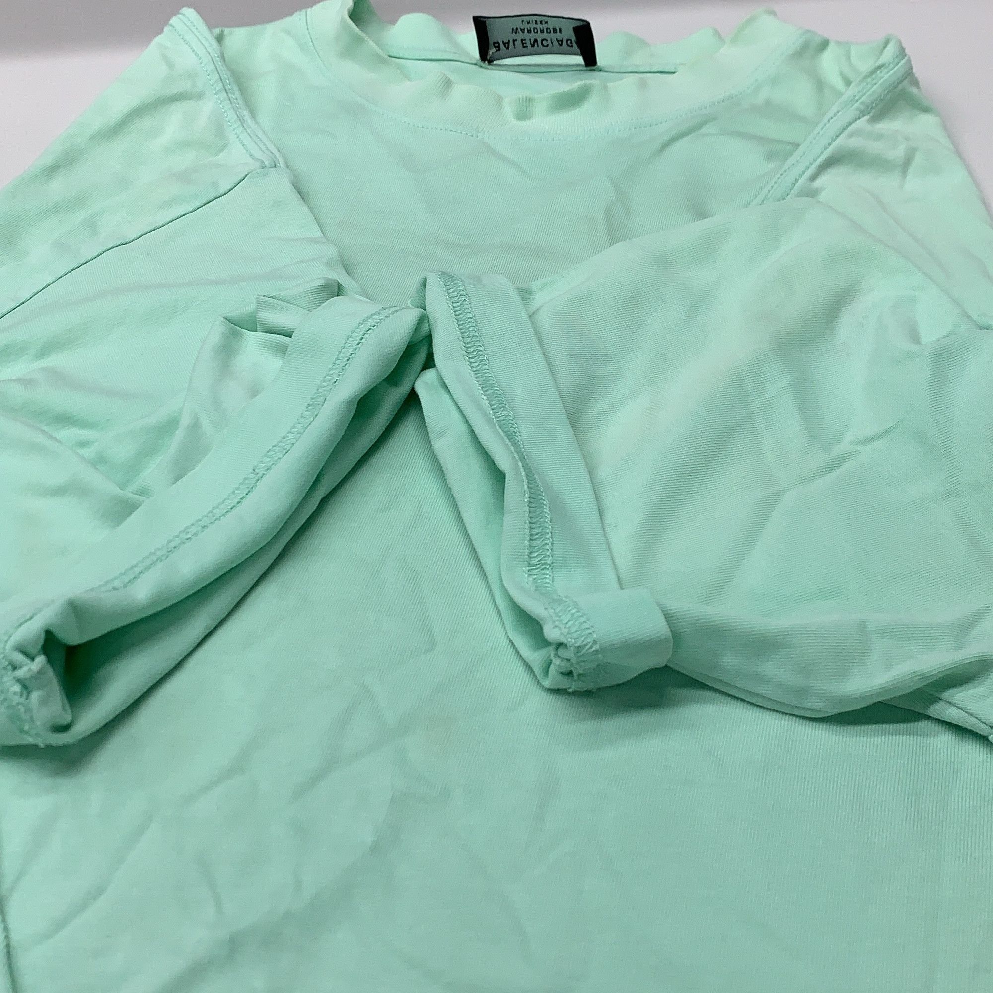 Balenciaga Balenciaga Mint Green Embroidered Logo T-Shirt Size L Size US L / EU 52-54 / 3 - 9 Thumbnail