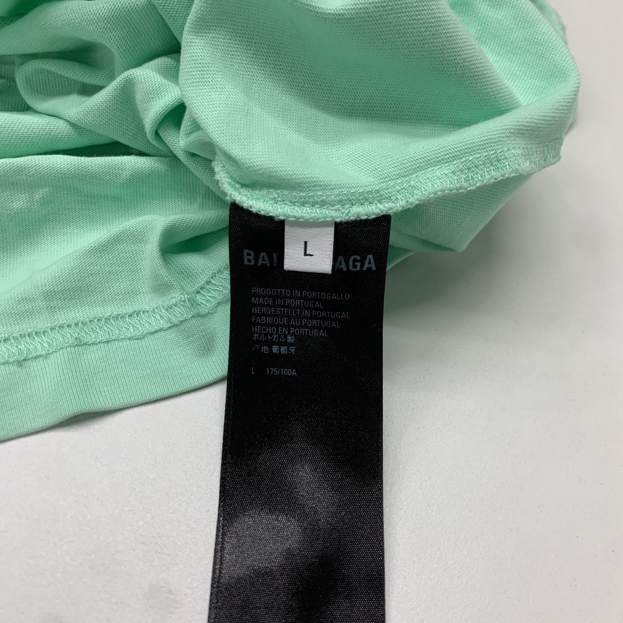 Balenciaga Balenciaga Mint Green Embroidered Logo T-Shirt Size L Size US L / EU 52-54 / 3 - 3 Thumbnail
