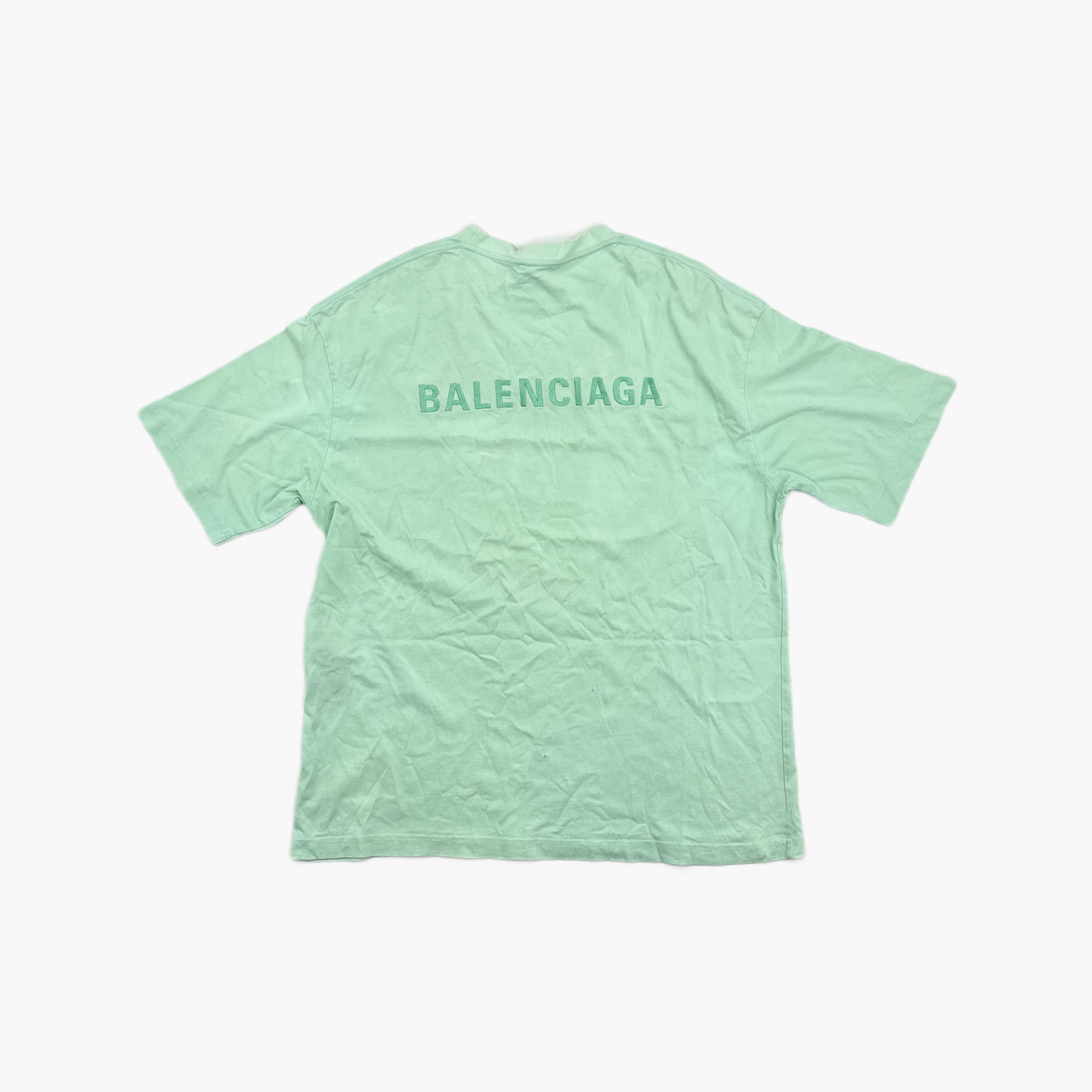 Balenciaga Balenciaga Mint Green Embroidered Logo T-Shirt Size L Size US L / EU 52-54 / 3 - 2 Thumbnail