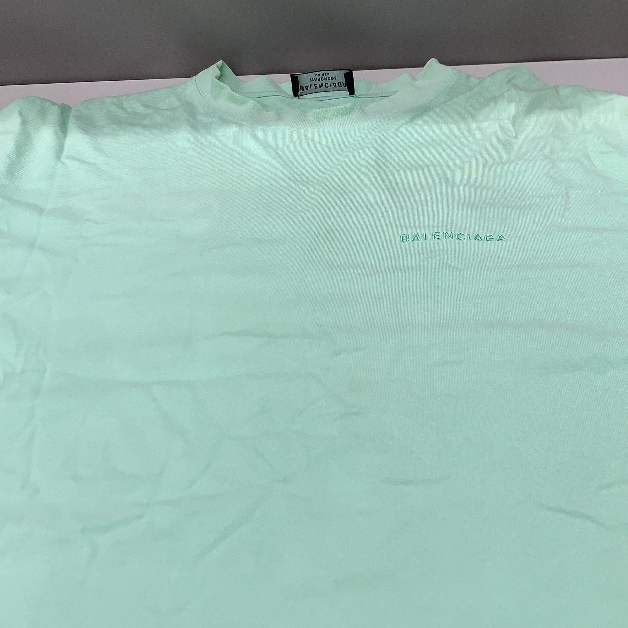 Balenciaga Balenciaga Mint Green Embroidered Logo T-Shirt Size L Size US L / EU 52-54 / 3 - 7 Thumbnail