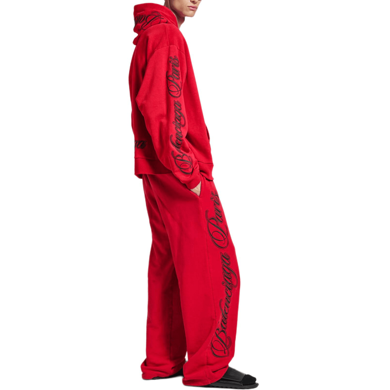 Balenciaga Balenciaga Embroidered Logo Hoodie Red Size L Size US L / EU 52-54 / 3 - 7 Thumbnail
