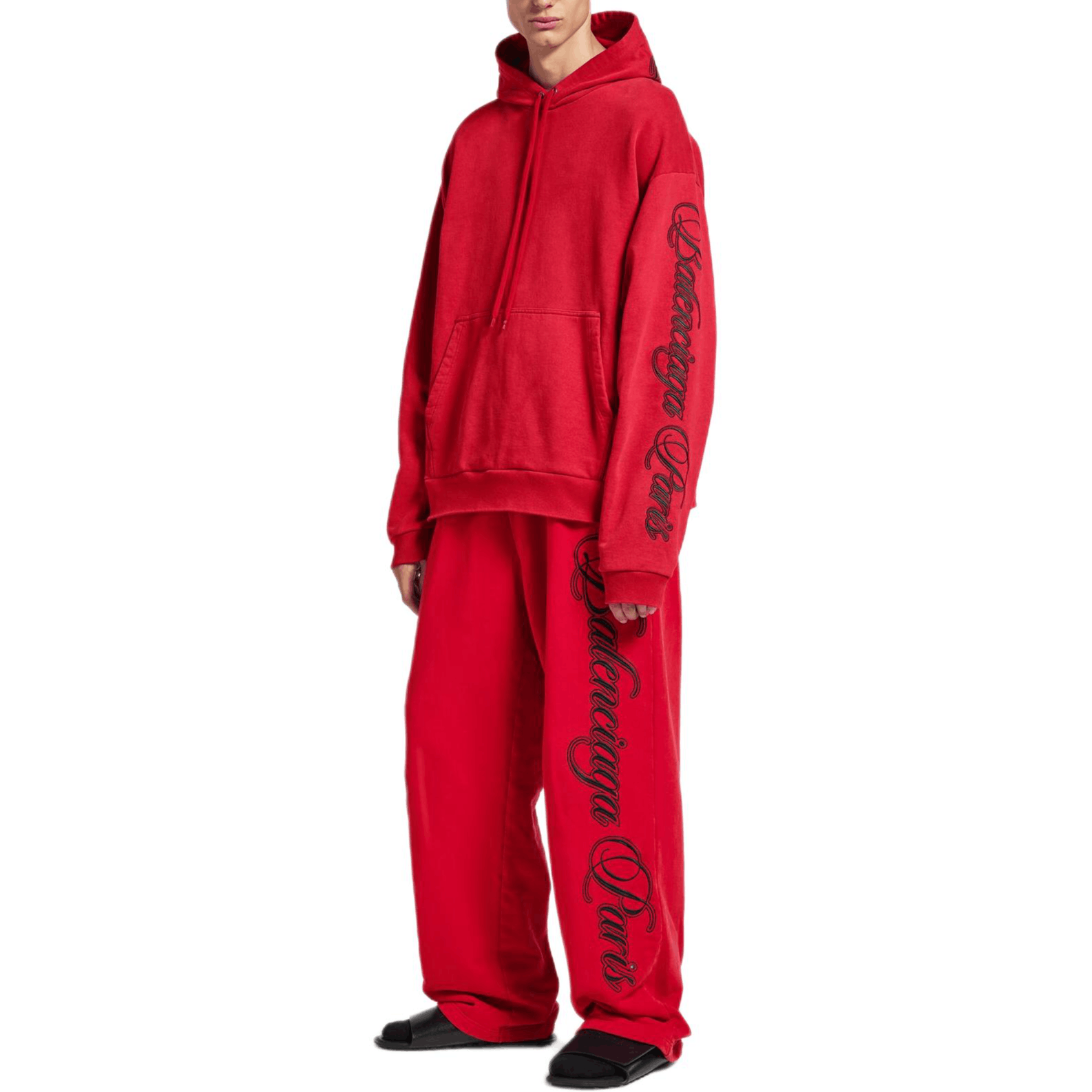 Balenciaga Balenciaga Embroidered Logo Hoodie Red Size L Size US L / EU 52-54 / 3 - 8 Thumbnail