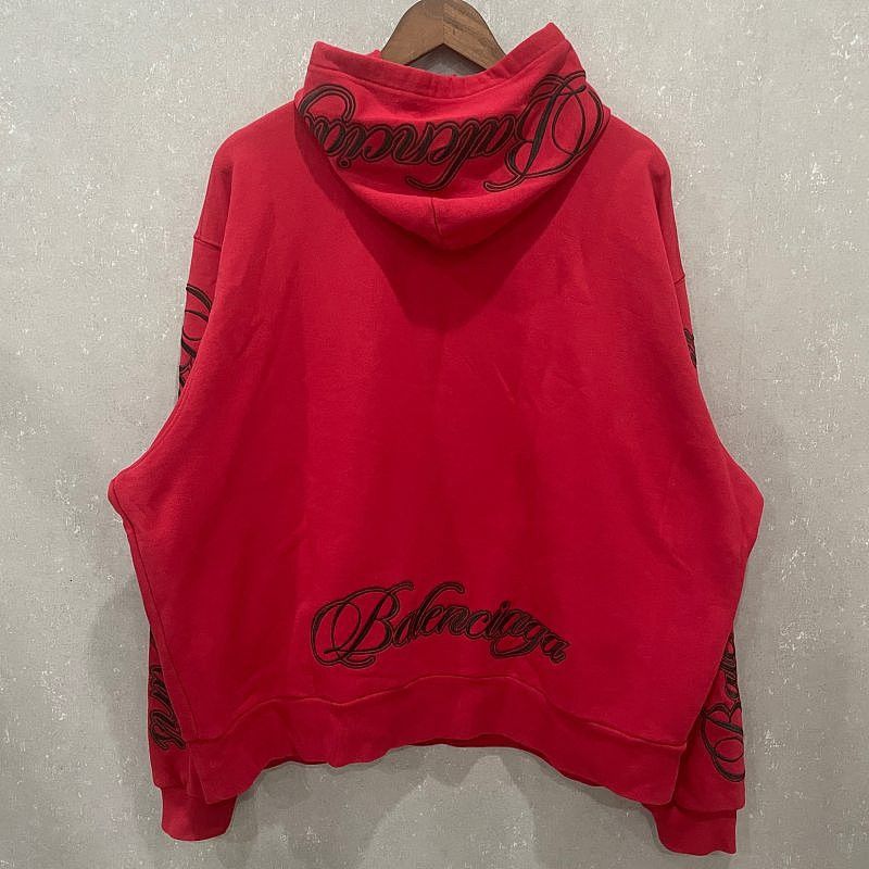 Balenciaga Balenciaga Embroidered Logo Hoodie Red Size L Size US L / EU 52-54 / 3 - 2 Thumbnail