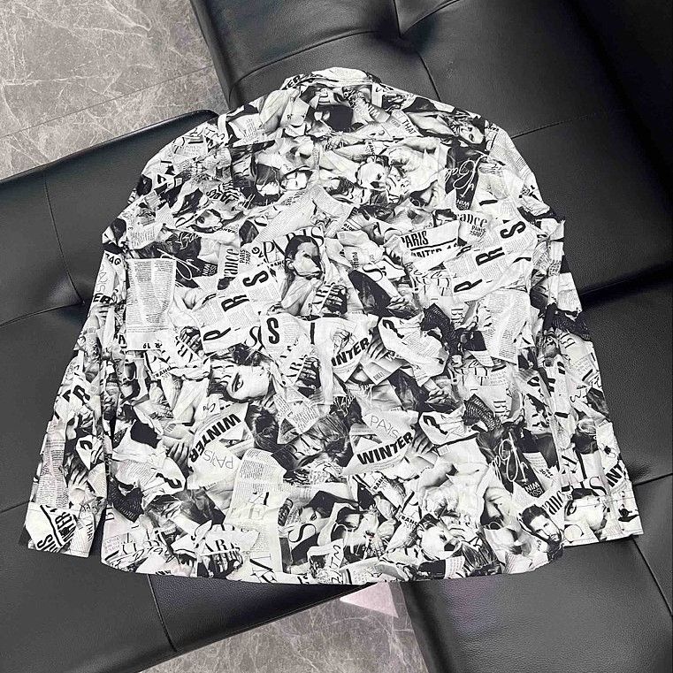 Balenciaga Balenciaga Newspaper Print Button Up Shirt Size M Size US M / EU 48-50 / 2 - 2 Thumbnail