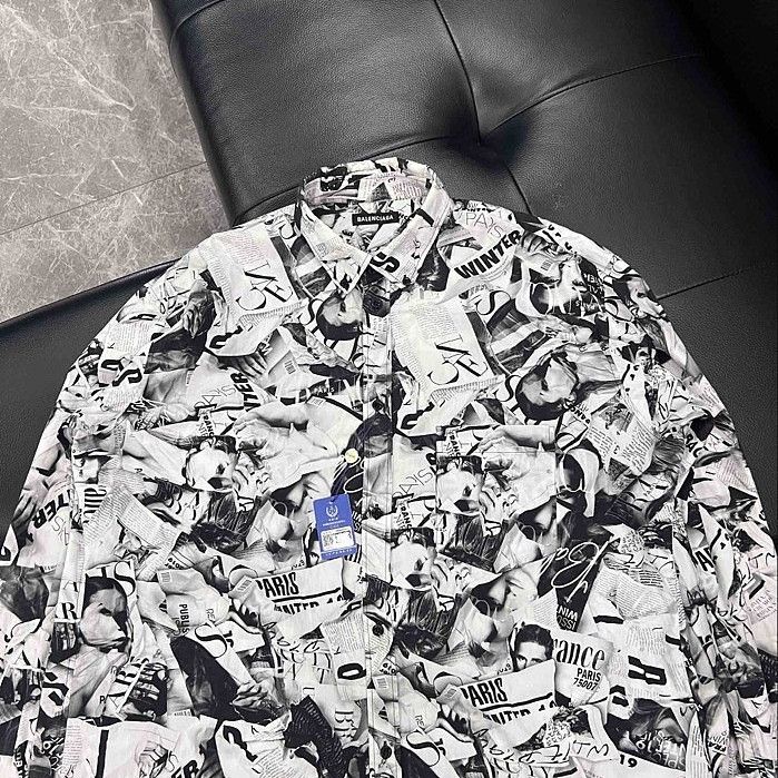 Balenciaga Balenciaga Newspaper Print Button Up Shirt Size M Size US M / EU 48-50 / 2 - 5 Thumbnail