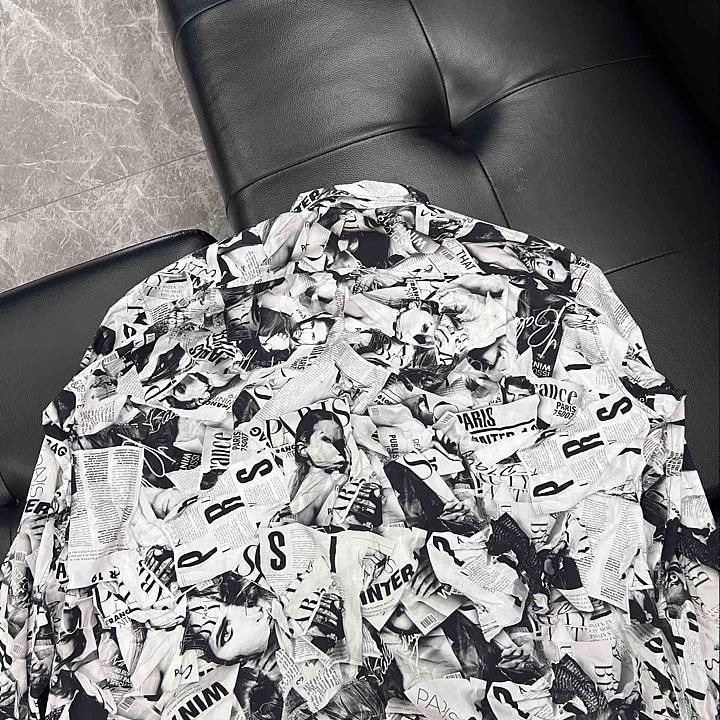 Balenciaga Balenciaga Newspaper Print Button Up Shirt Size M Size US M / EU 48-50 / 2 - 6 Thumbnail