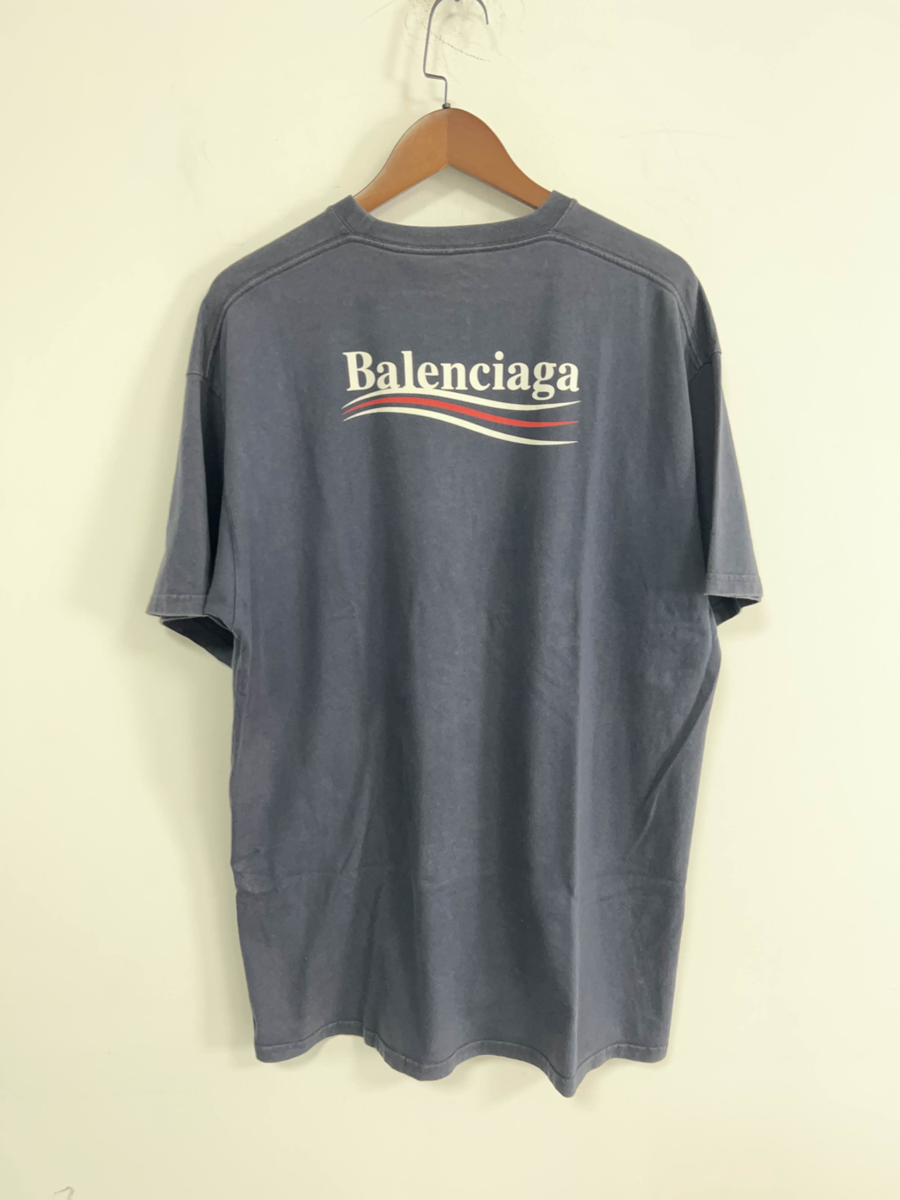 Balenciaga Balenciaga Wave Logo T-Shirt Navy M Size US M / EU 48-50 / 2 - 2 Thumbnail