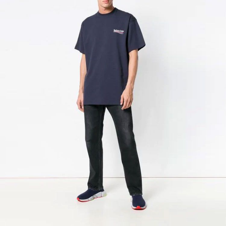 Balenciaga Balenciaga Wave Logo T-Shirt Navy M Size US M / EU 48-50 / 2 - 5 Thumbnail