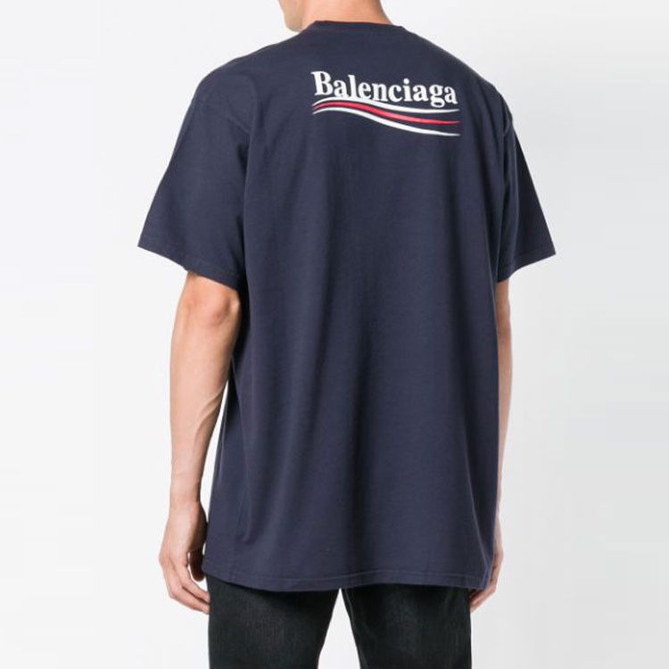 Balenciaga Balenciaga Wave Logo T-Shirt Navy M Size US M / EU 48-50 / 2 - 7 Thumbnail
