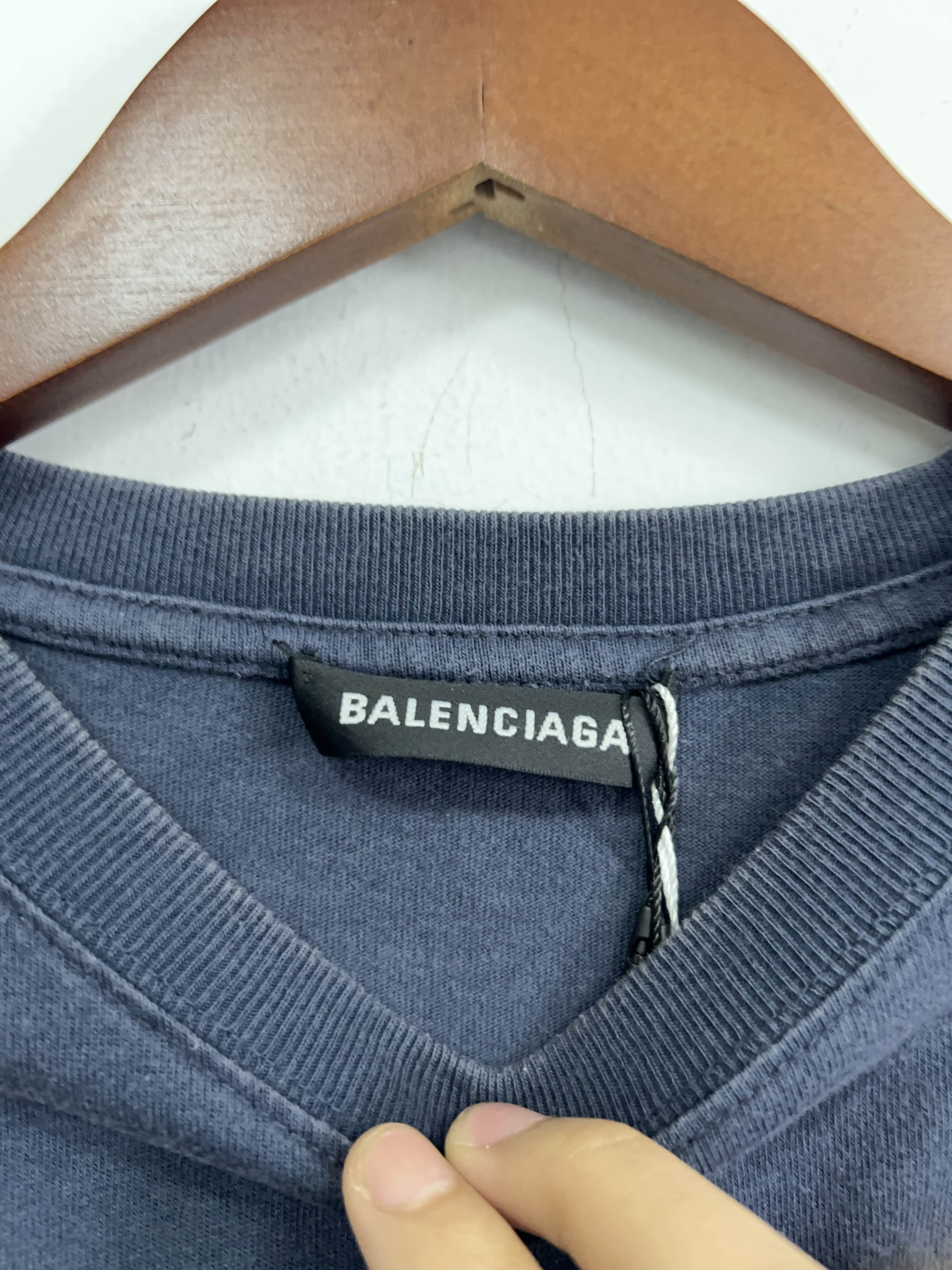 Balenciaga Balenciaga Wave Logo T-Shirt Navy M Size US M / EU 48-50 / 2 - 3 Thumbnail