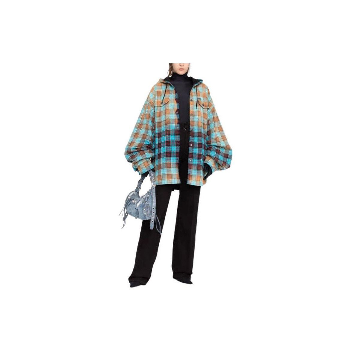 Balenciaga Balenciaga Gradient Plaid Hooded Shirt Size XS Size XS / US 0-2 / IT 36-38 - 6 Thumbnail