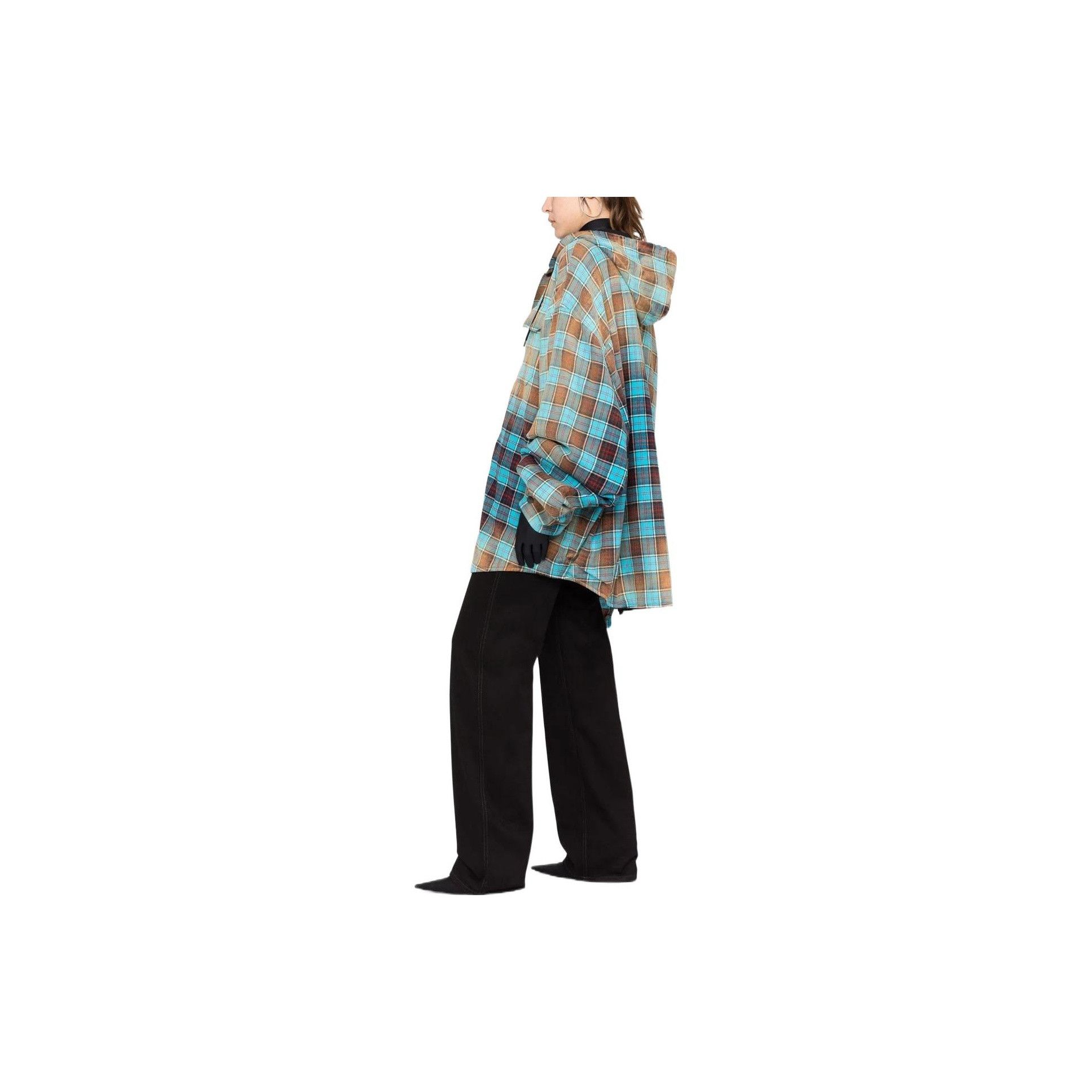 Balenciaga Balenciaga Gradient Plaid Hooded Shirt Size XS Size XS / US 0-2 / IT 36-38 - 8 Thumbnail