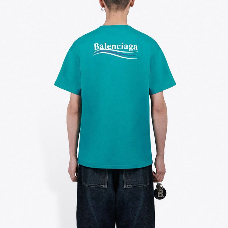 Balenciaga Balenciaga Wave Logo T-Shirt Green Size M Size US M / EU 48-50 / 2 - 6 Thumbnail