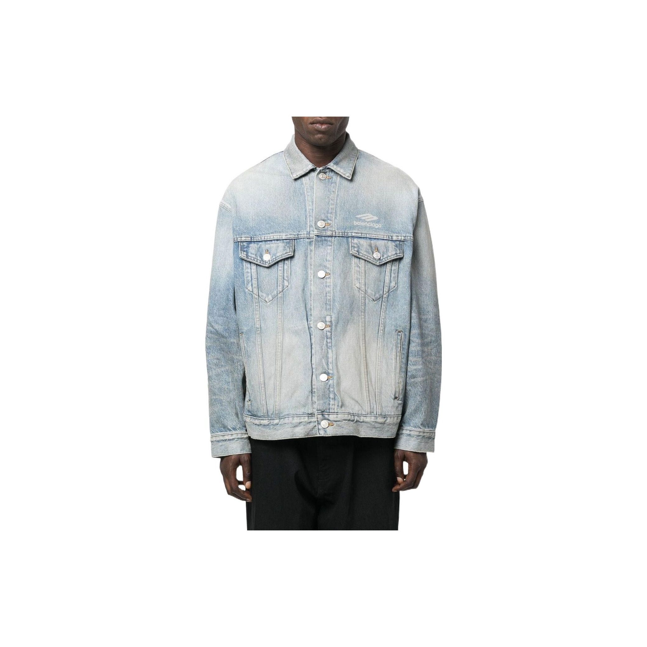 Balenciaga Balenciaga Logo Denim Jacket Size L Size US L / EU 52-54 / 3 - 5 Thumbnail