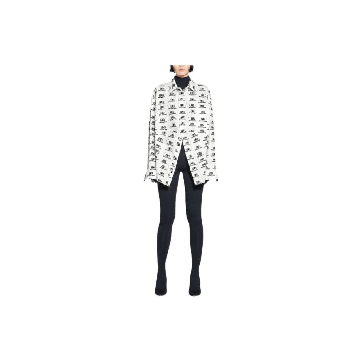 Balenciaga Balenciaga All-Over Logo Print Button Up Shirt Size 38 Size S / US 4 / IT 40 - 7 Thumbnail