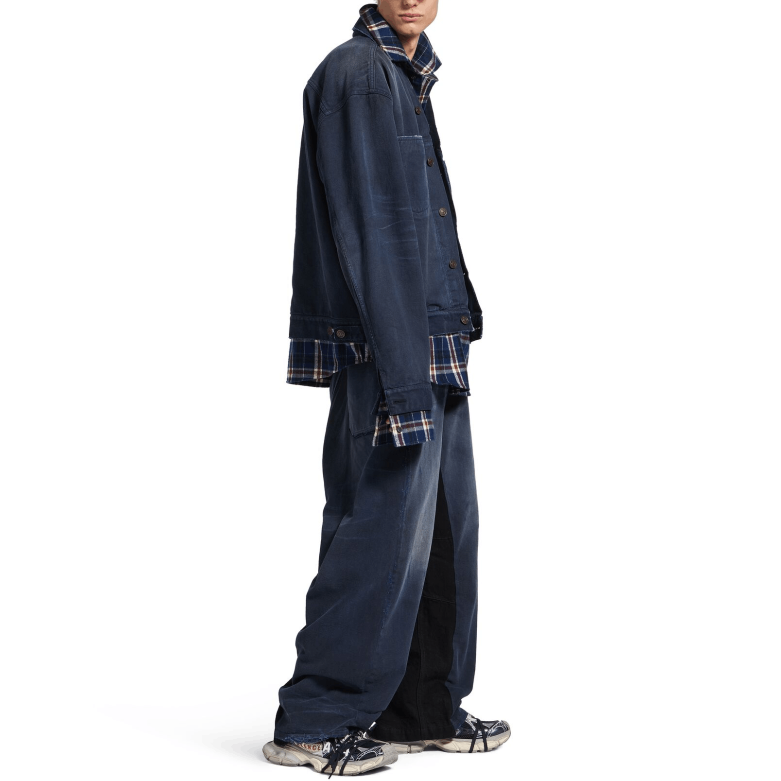 Balenciaga Balenciaga Plaid Layered Denim Jacket Size XS Size US XS / EU 42 / 0 - 9 Thumbnail