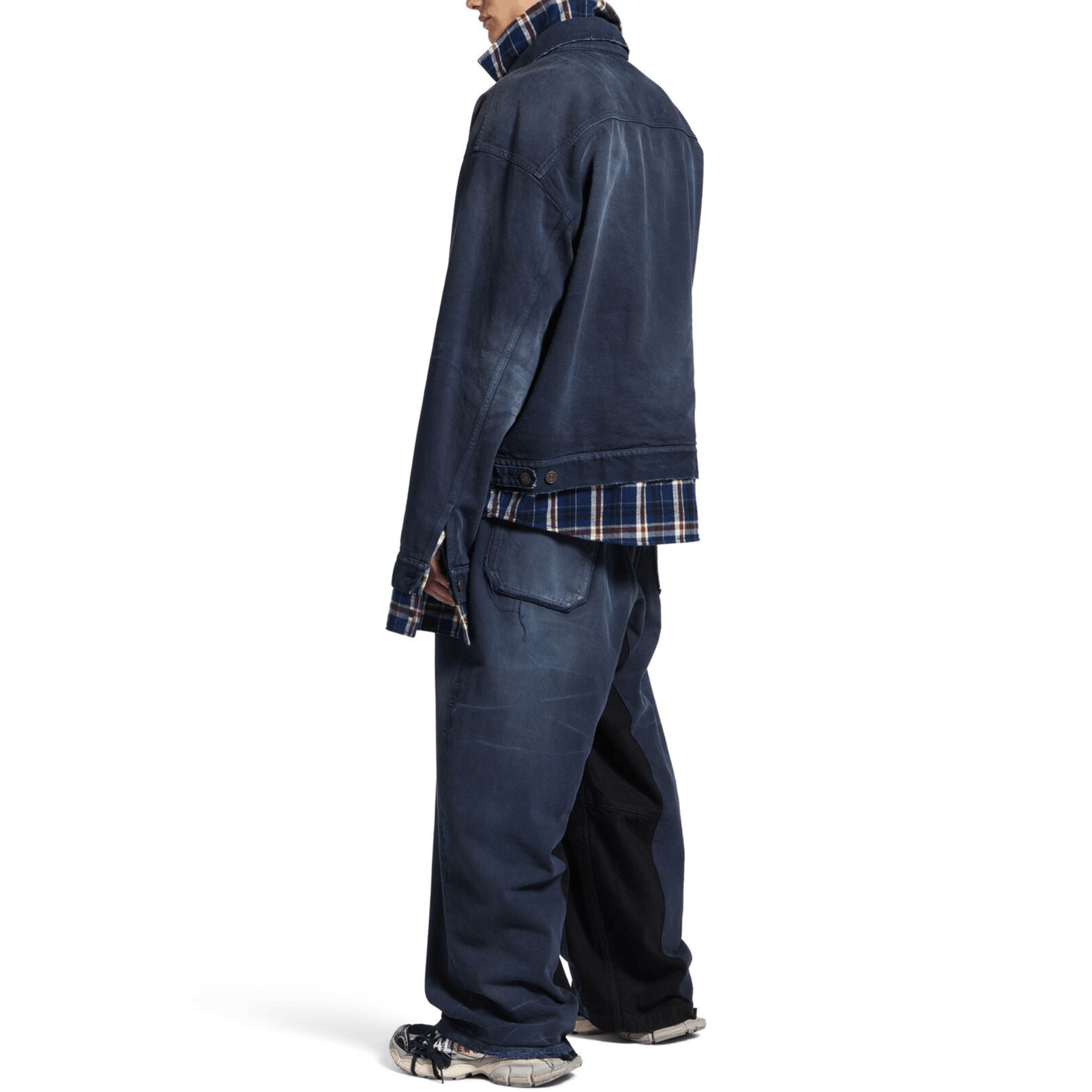 Balenciaga Balenciaga Plaid Layered Denim Jacket Size XS Size US XS / EU 42 / 0 - 7 Thumbnail